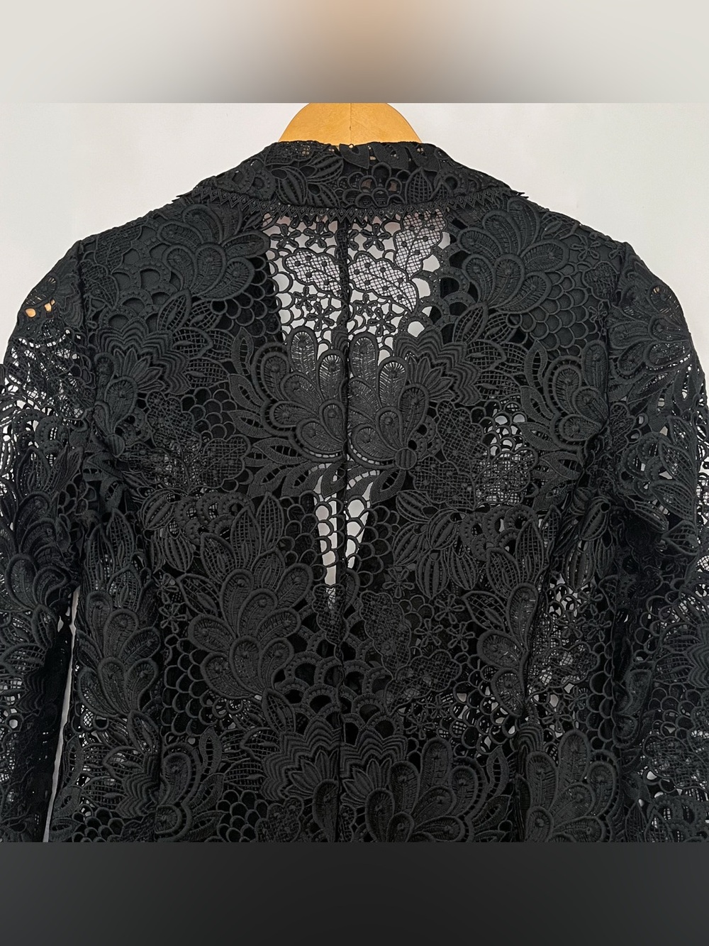 Elie Tahari Floral Crochet Lace Blazer Modern Unlined Pockets Size 0 Black - Picture 8 of 16